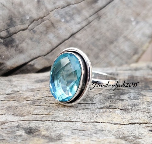 Blue topaz ring 925 - topaz, sterling