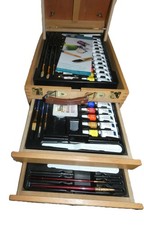ROYAL LANGNICKEL 60 PIECE ARTIST WATERCOLOUR OIL ACRYLIC BOX EASEL TABLE TOP