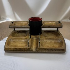 RETRO VTG Oak Men's Dresser Valet W/ Leather Eye Glass Case Royal London Ltd