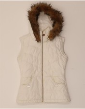 ADIDAS Womens Hooded Padded Gilet EU 32 XS White Polyester AG08