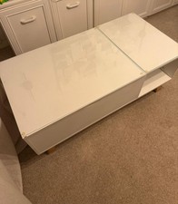 White Table Counter Top With Storage/coffee Table With Glass Top