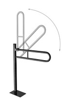 Tropik Home Folding Toilet Grab Rail, Floor-Mounted in White, Black, Stainless