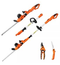 GARCARE 2-in-1 Electric Hedge Trimmer & Pole Pruner, 4.8A Corded Shrub Trimmer 
