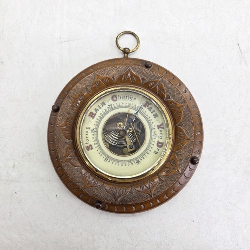 Carved wood barometer antique - carved,