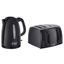 Russell Hobbs Textures 1.7L Electric Jug Kettle and 4 Slice Toaster Set Black