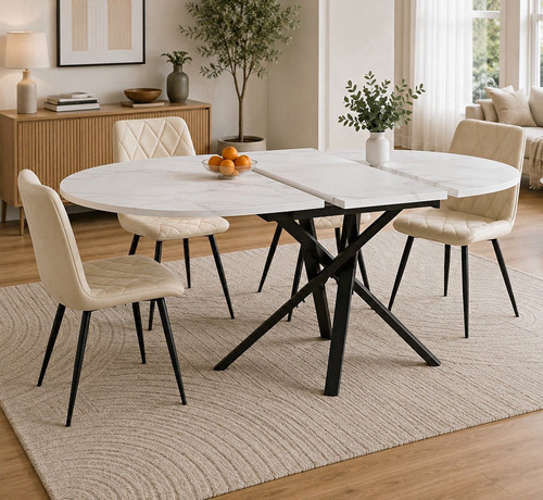 Oval extendable dining table - oval,