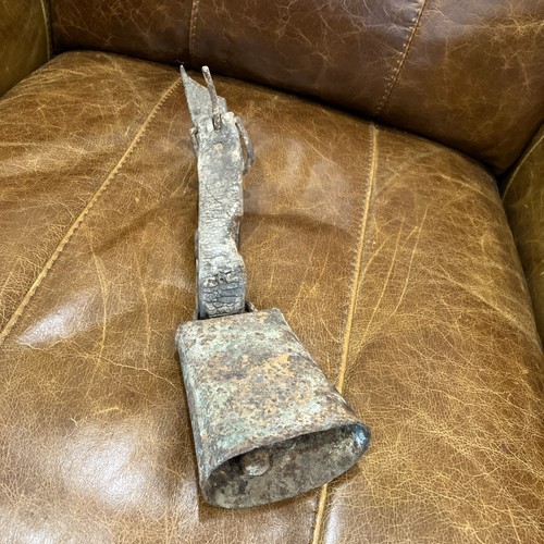 Antique metal livestock bell - livestock,