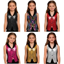 UK Children Girls Sequin Vest