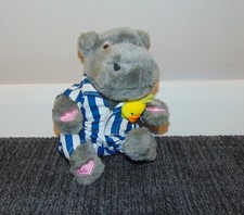 Silentnight Hippo in Striped PJ's and Duck Beanie  Plush Soft Toy 7"