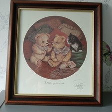 Teddy Bear Kitten Print 'Between You and Me' by Sue Willis Signed and Framed