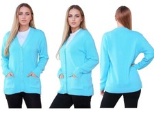 Women's Button Down Long Sleeve Plain Cardigan Cozy Knitted Sweater