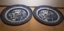 2 X Churchill Willow Plates 17cm Blue & White Willow Side Plate Sandwich Plate