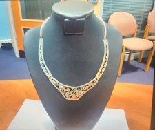 Vintage Mexican Necklace Alpaca Silver Abalone Inlay Boho Mexico Jewellery 