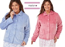 LADIES DIOMOND EMBOSSED SUPER SOFT FLEECE BUTTON THROUGH BEDJACKET 8/26 MA42473