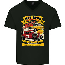 Hot Rod Custom Vintage Brooklyn New York City Mens V-Neck Cotton T-Shirt