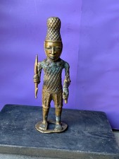 Old Benin Kingdom Lost-Wax Bronze – Palace Warrior, Rich Old Patina 11.5"