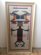 Fabric Textile South American Sampler Unsigned On Reverse Weaving Ecuador 1973