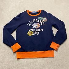 Polo Ralph Lauren RL Wolves Sweatshirt Small Blue Spellout Graphic Athletic Dept