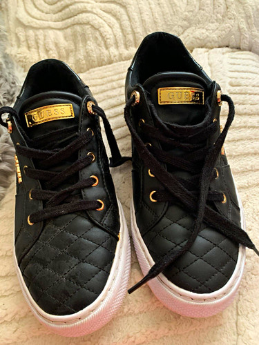 Guess black quilted low top - quilted,