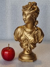 Antique Gold Gilt Bust of Lady / Maiden, 24.5cm - Bronze? French? Austrian?
