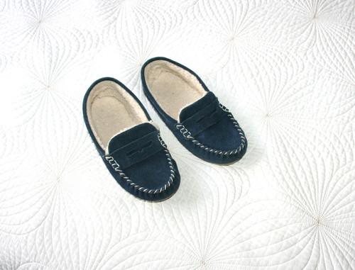 Boys navy suede - suede, white