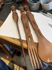 Collection of Ethnic Wooden Cooking Utensils Fork Spoon Carving Tools Job Lot