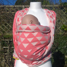 Wow! Beautiful coral pink woven wrap baby sling carrier for Babywearing 