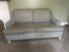 Multiyork Sofa  Large 2-Seater Removable Covers  In Oat Colour / Dark Blue Spot