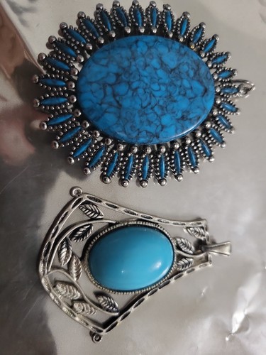 Faux turquoise silvertone - 2,