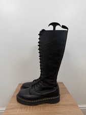 Dr Martens Boots Black 20 Holes Knee High Smooth Leather Tall Boots Uk 5 Eu 38