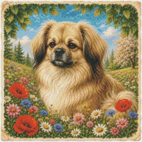 Tibetan spaniel puppy dog - spaniel,