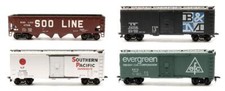ATHEARN/AHM/RIVAROSSI 'HO' GAUGE RAKE OF 4 ASSORTED FREIGHT WAGONS