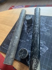 Vintage  black Metal Chart /map /poster Tube Case with lid lot x 2