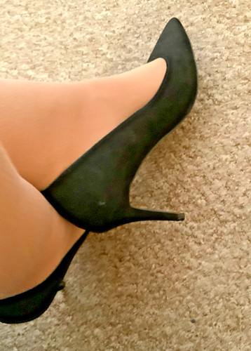 Black faux suede high - , heel