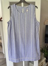 Tu Blue White Striped Linen Mix Shift Dress Size UK 22 BNWT