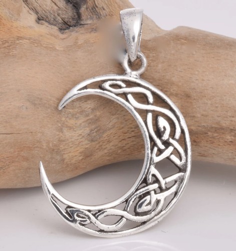 Celtic knotwork moon pendant - knotwork,
