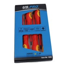 US PRO 7PC VDE Insulated Screwdriver Set 1000V Slotted Pozi Electrician Tool Set