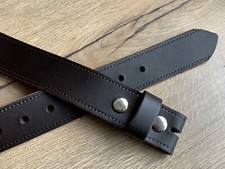 Plain Brown Press Popper Stud Belt Real Leather Jeans 1 1/2 inch 38mm xl xxl G14