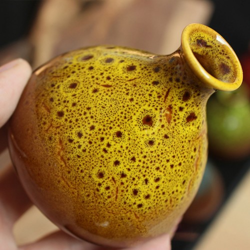 Green glaze ceramic vase - glaze,