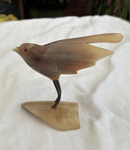 Vintage carved horn bird - vintage,