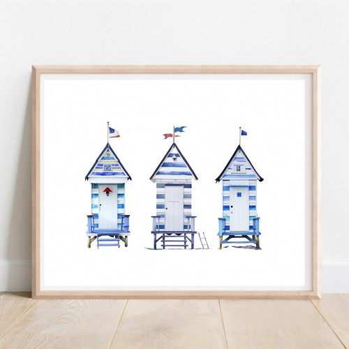 Coastal beach hut blue - hut, and