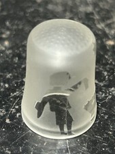 Vintage Rare Frosted Etched Glass Thimble 1980 Ref AH