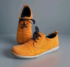 Delicious Junction Shoes Orange Cord Suede Leather Quirky Lace Up Mod 60s UK 5