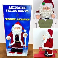 BNIB Vintage Skiing SANTA Christmas Animatronic 15” Music Only No Movement