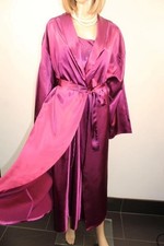 VTG DARK MAUVE SILKY LIQUID SATIN POLY NIGHTDRESS & ROBE, SET, L LONG