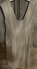 BANANA REPUBLIC WOMENS KHAKI TAN SLEEVLESS CAREER CASUAL PLEATED DRESS SZ 6