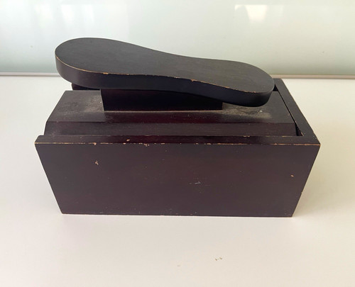 Vintage wooden shoe shine box - shine,