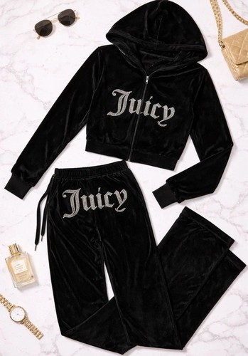 Women velour tracksuit black - velour,
