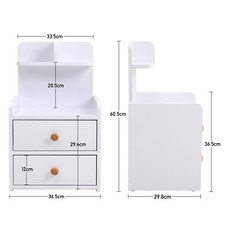 Bedside Cabinet with 2 Drawer Space Save Nightstand Table And Open Storage Shelf