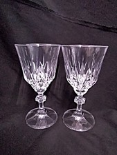 Vintage Set of 2 Large Crystal Cut Glass Wine Water Goblets 18cm tall